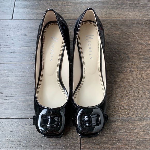 Nickels Size 6.5 Black Shiny 3 Inch High Heels - Picture 2 of 11